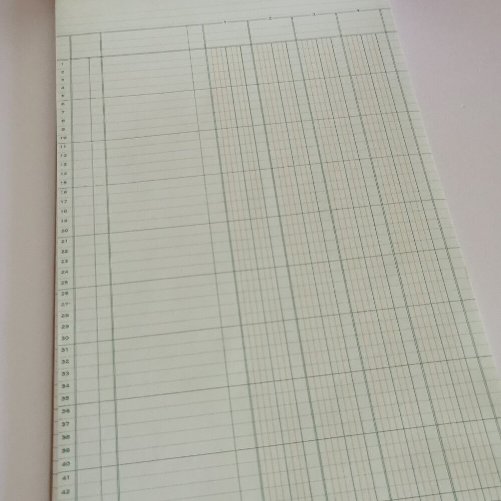 Retro Willson Columnar Pad 100 Sheets 4 Columns 8.5" x 14" Ruled Pad Green Tint